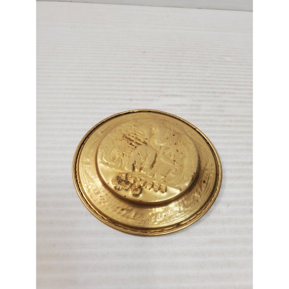 Vintage Brass Plate,small Brass Plate, Carved Trincket Plate, Carved Brass - Picture 7 of 9